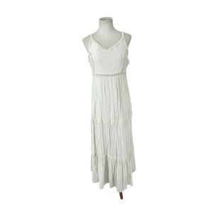 Joie White Cotton Tiered Beach Wedding Dress Size M‎ Boho Hippie Cottage